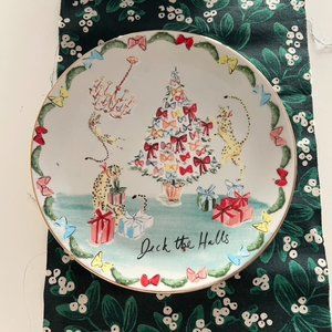 Anthropologie Susannah Garrod 'Tis The Season Leopard Dessert Plate